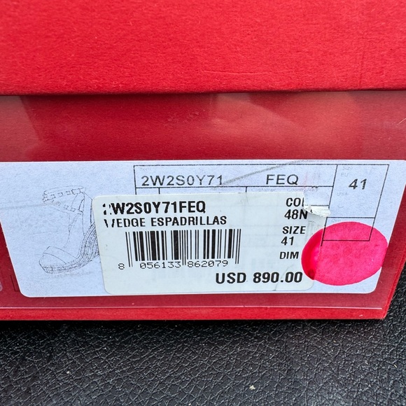 Valentino Garavani Wedge - white leather with metallic threads iconic Rockstuds - Picture 5 of 7